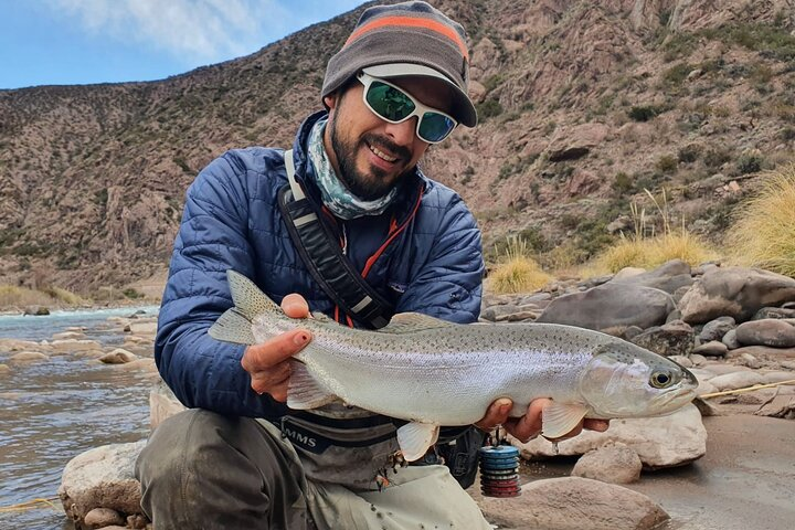 Beautifull rainbow trout on Mendoza river