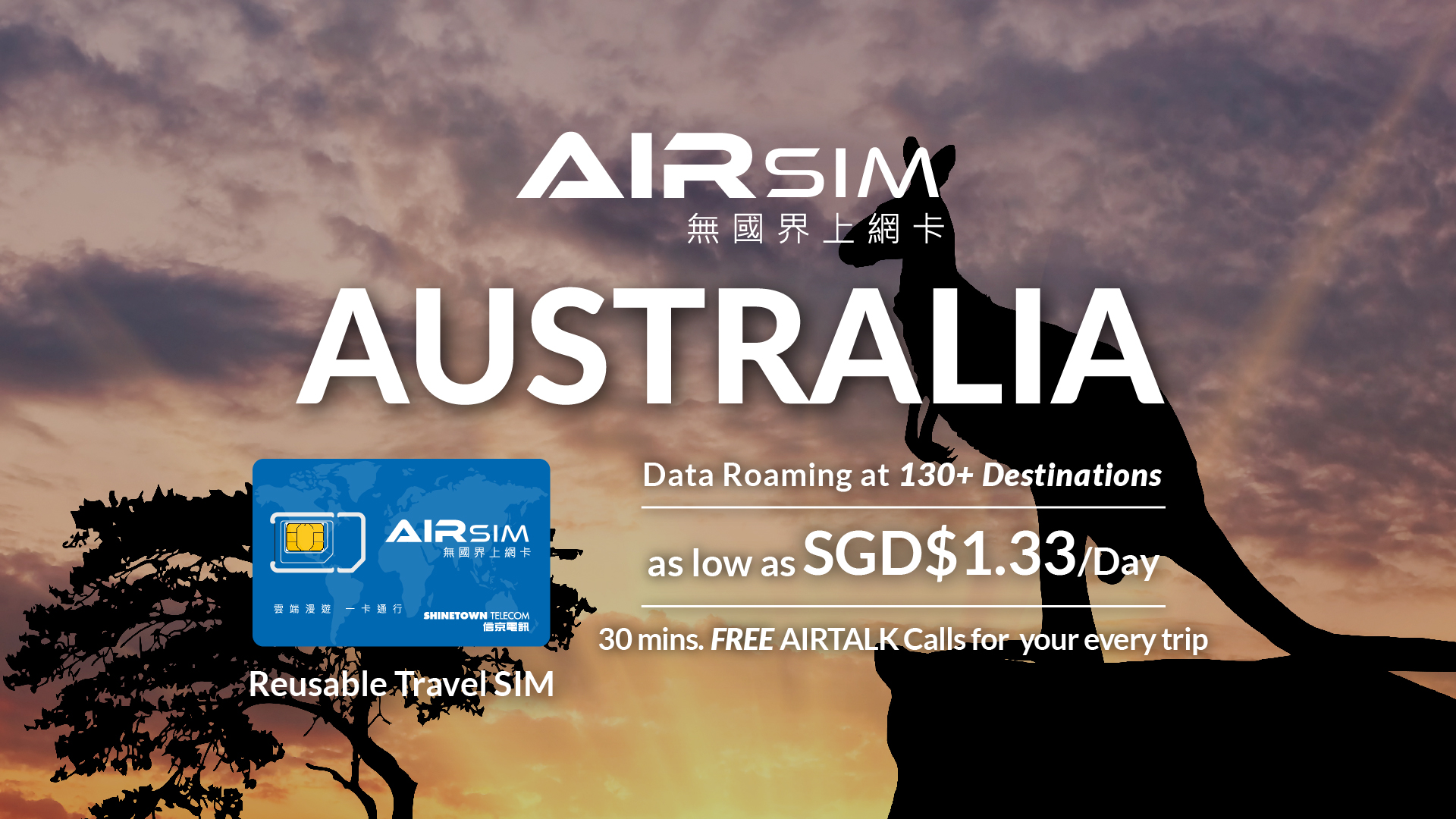 AIRSIM Reusable Global Travel Prepaid SIM –  Australia (Deliver in Singapore) - Photo 1 of 6