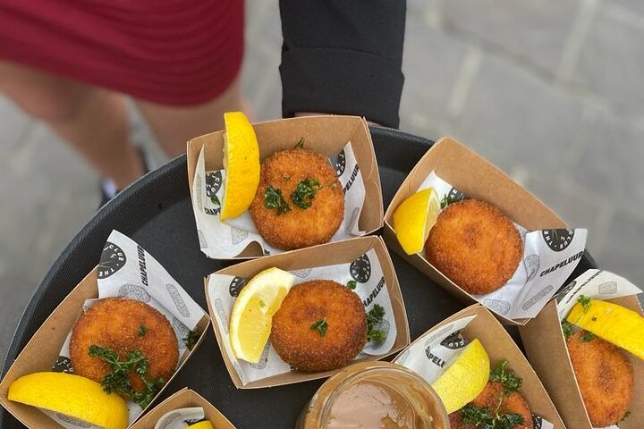 Cheese croquettes, with local mustard. 