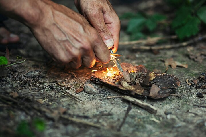 When I'm outdoors on work in the mountains or on adventures, I rely on a magnesium lighter to start a fire. The magnesium lighter is reliable even when it gets wet and at sub-zero temperatures.