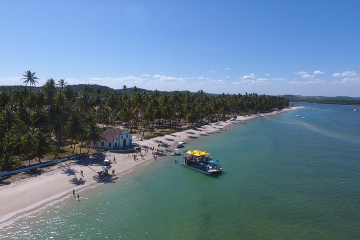 Aerial photo of the church of Praia dos Carneiros By RECIFE TRANSLADO