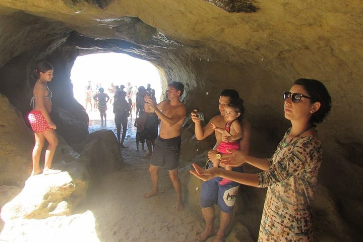 In the freshwater cave at Praia das Fontes.