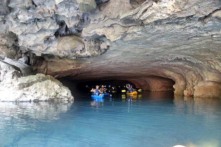 paddling thru the caves