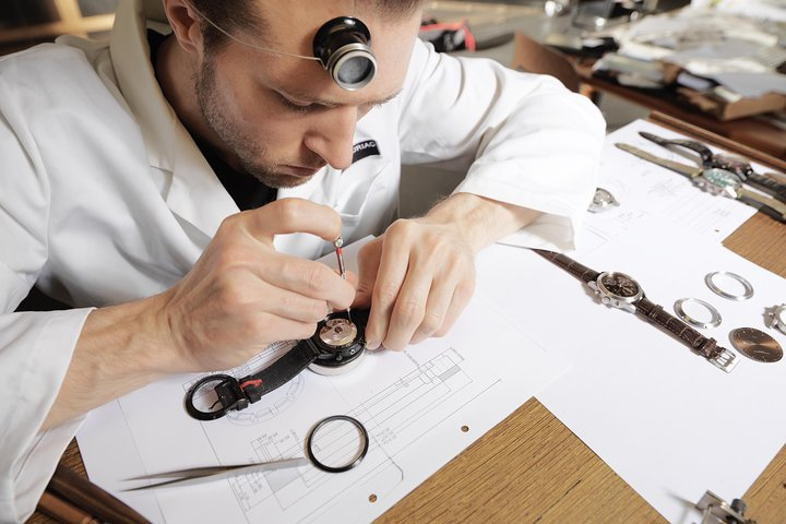 MDM watchmaker working on our Chronograph