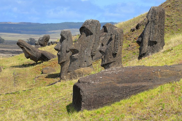 Hundreds of moai were abandoned at Rano Raraku.