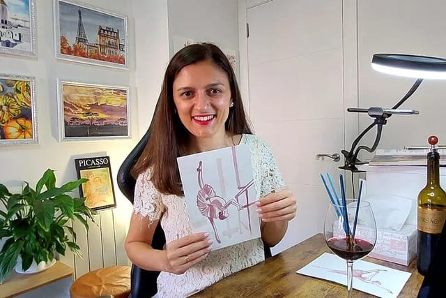 Art Class on How to paint with Red Wine - ONLINE experience - Photo 1 of 10