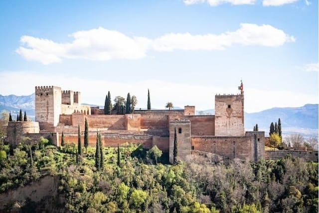 Panoramic view of the Alcazaba of the Alhambra in Granada