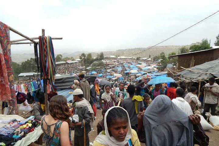 With our customers visiting Lalibela open air Market before the Trekking in Lalibela, Ethiopia!