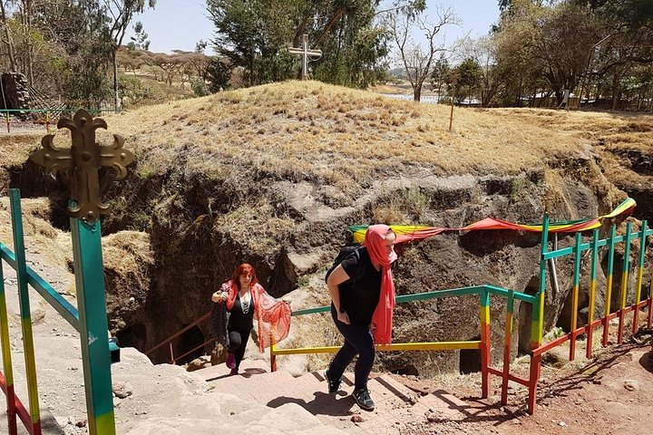 Visiting Adadi Mariam Rock Church during day tour from Addis Ababa