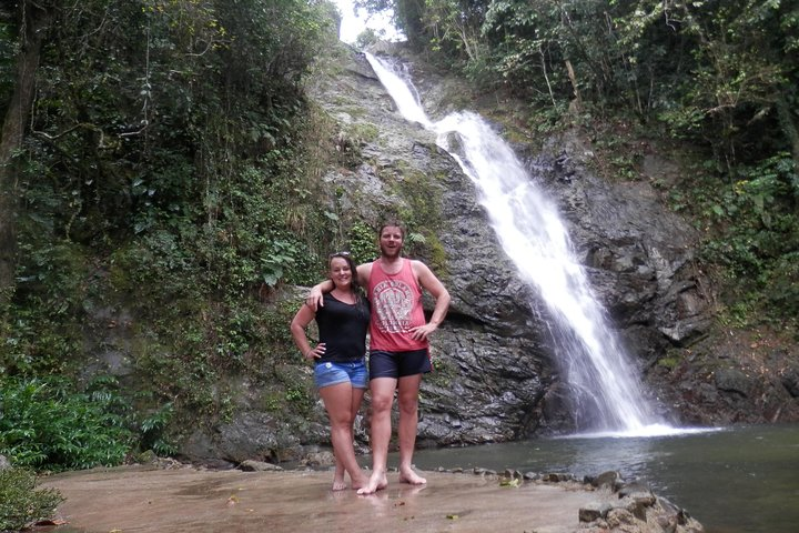 guest at waterfall