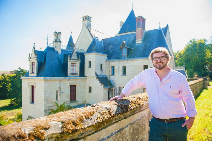 Sébastien, Count du Petit Thouars, in front of his 600 year old castle.