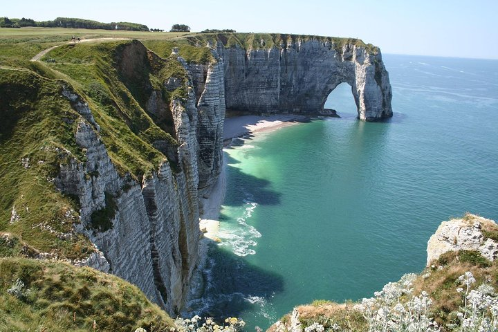 The famous chalk cliffs of Etretat