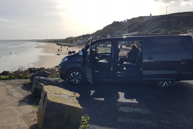 Our spacious, air-conditioned & safe car (Omaha Beach)