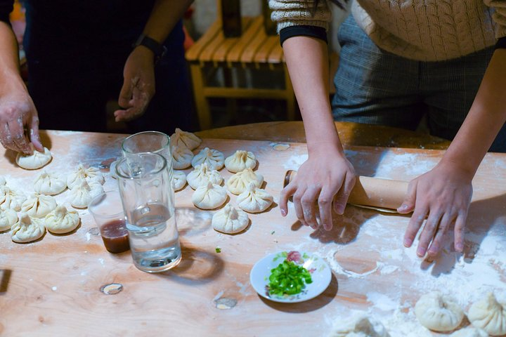 Making dough flat and wrap them up. 