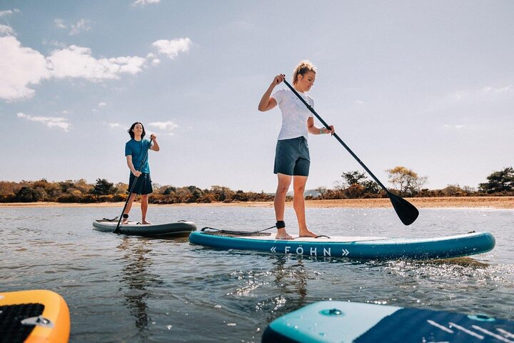 Paddleboarding with friends