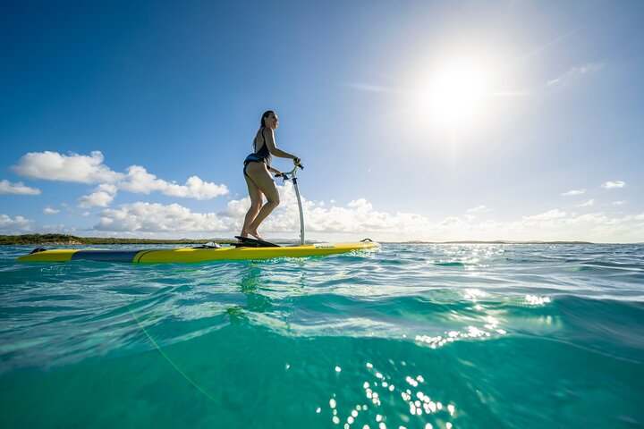 lower body exploring bicycle step . Do steps in the water