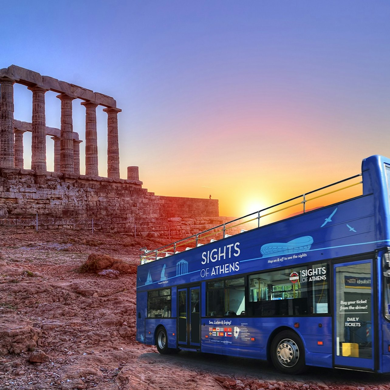 Athens Combo: Hop-on Hop-off Bus + Cape Sounion Sunset Tour - Photo 1 of 4