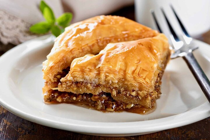 Traditional Greek Baklava With Honey And Walnuts