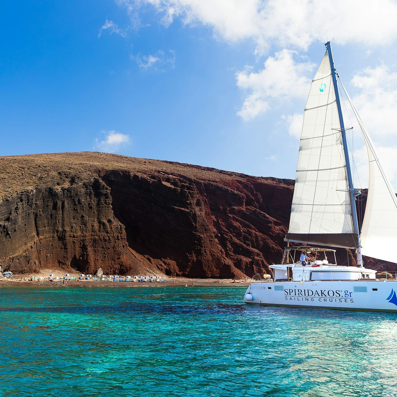 Santorini Sailing: Shared Catamaran Cruise with Meals & Drinks - Photo 1 of 14