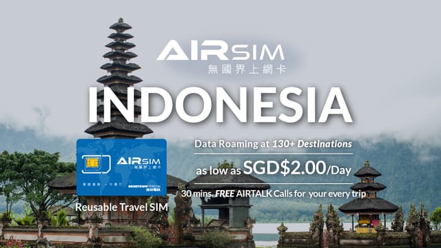 AIRSIM Reusable Global Travel Prepaid SIM –  Indonesia (Deliver in Singapore) - Photo 1 of 7