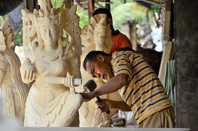 Stone Carving works at Batu Bulan Village