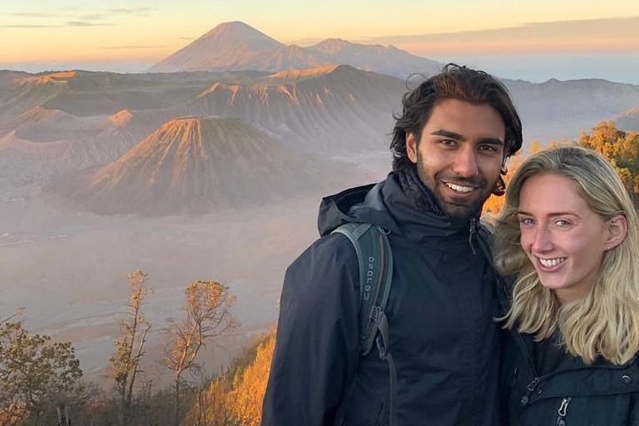 Couple taking photos at Mount Bromo