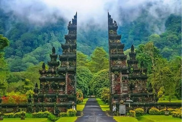 Bali handara gate is actually the entrance in traditional hindu gate symbolies, The entrance from outer world to the temple,and sorround by lush green mountains,crater lakes and equatorial rain forest