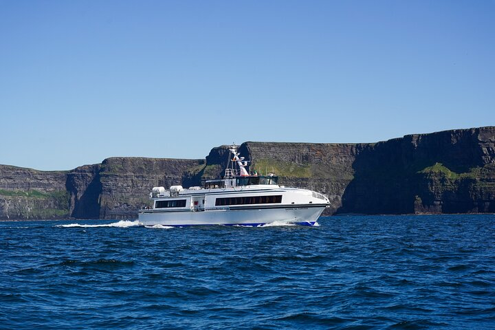 Cruising along the Cliffs of Moher in Ireland's biggest domestic passenger ferries (passenger capacity of up to 400)