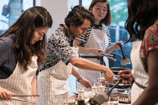 Enjoying the hands-on cooking workshop