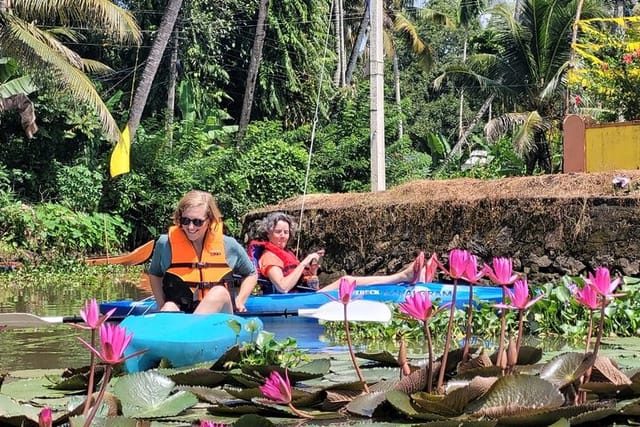 Paddling near the Water Lilly flowers