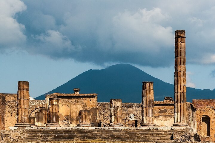 View of Mount Vesuvius from Pompeii