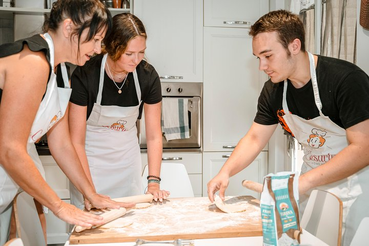 Enjoying the cooking class