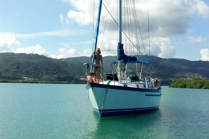 Jamaica Sailing Adventures. Anchored in a lagoon