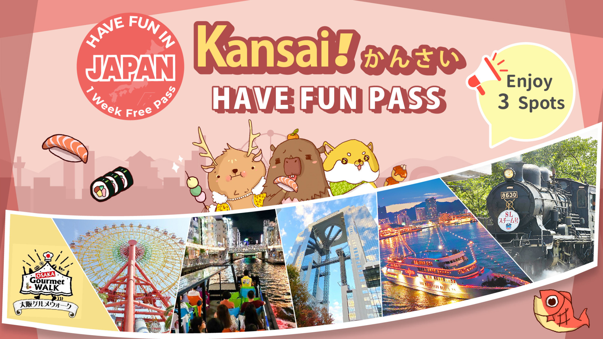 สนุกสนานไปกับ KANSAI Pass (บัตรผ่านฟรี 1 สัปดาห์ โอซาก้า/เกียวโต/โกเบ)  - Photo 1 of 26