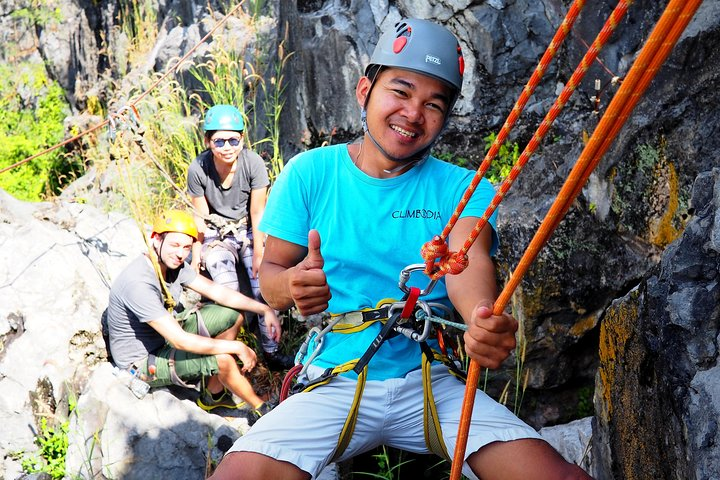 30 meter Abseil down the caves