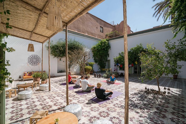 Yoga session in the lovely courtyard