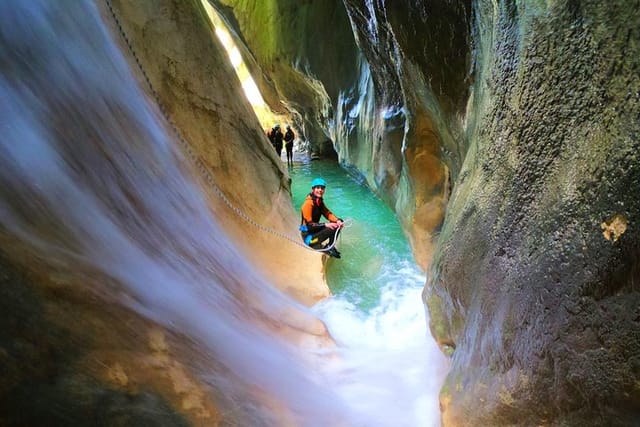 Skurda river is cold and very clean, but you wear neoprene suit for protection