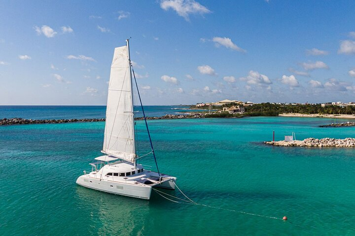 4-Hour Private 38' Catamaran Tour to Paamul Beach with Food, Open Bar & Snorkel - Photo 1 of 14