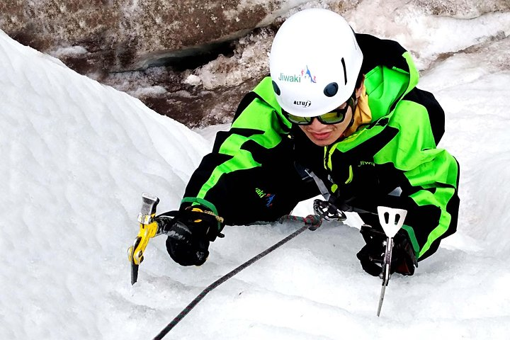 Ice climbing at glacier of Mt. Huayna Potosi