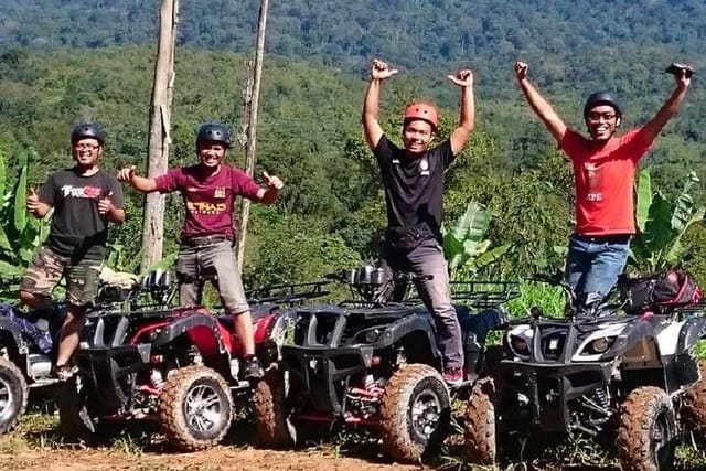 Experience a thrilling ride on different terrains and feel the wind while speeding up with the ATV