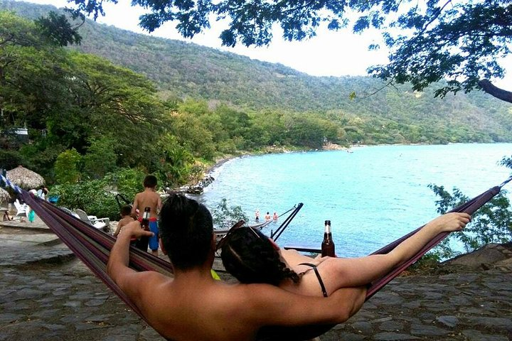 Having a local beer in apoyo Lagoon