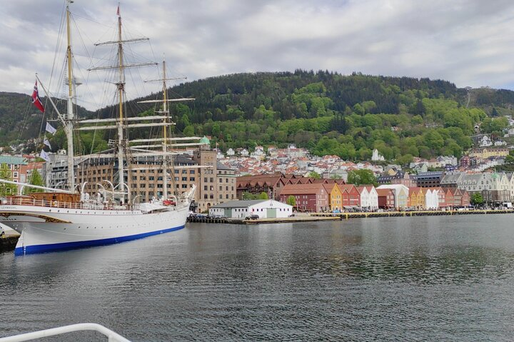 Hanseatic quarter with the training ship in front