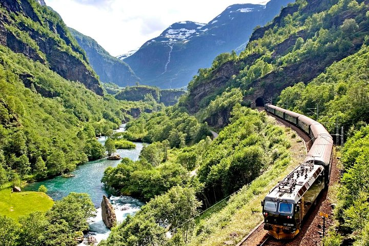 The famous Flam Railway train