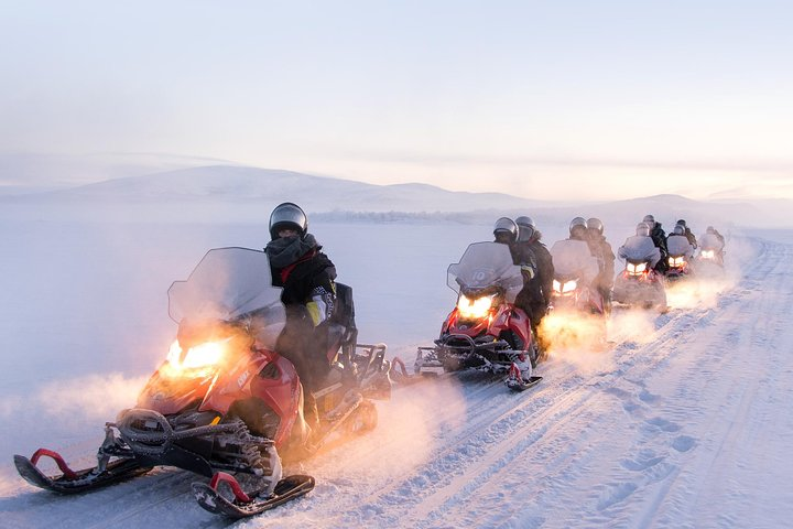 Snowmobiling over frozen lakes