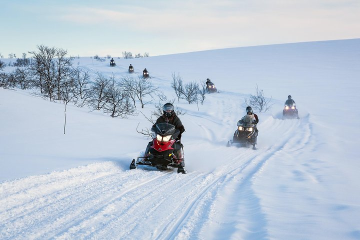 Snowmobile safari in group