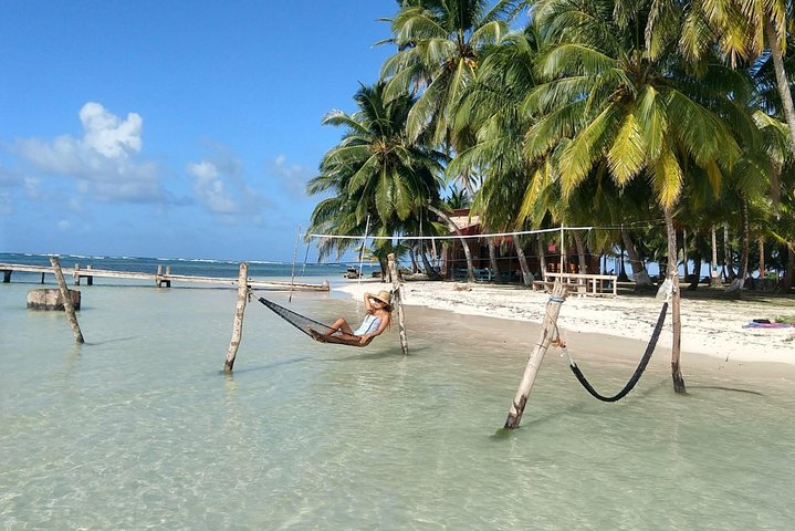 Relaxing in one of the ocean hammocks