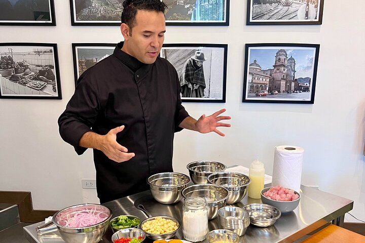 Our chef explaining the history and ingredients of our world famous ceviche!