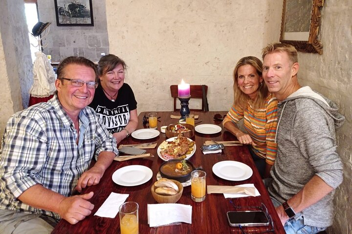 Enjoying delicious dishes at the foodie tour in Arequipa