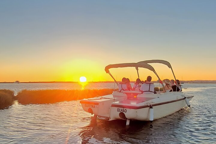 Sunset Boat Trip in Ria Formosa on a solar-powered boat