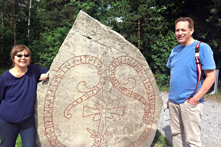 Rune stone at the Viking bridge.